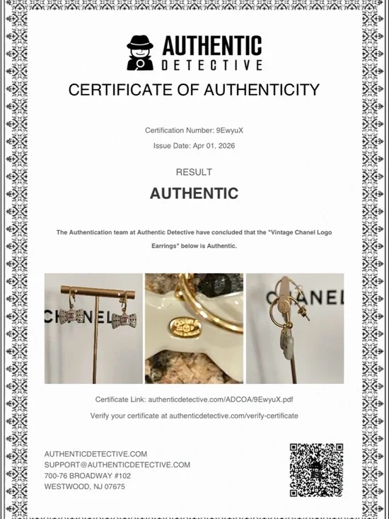 Chanel- Bow Drop Pierced Earrings COA - Picture 6 of 6